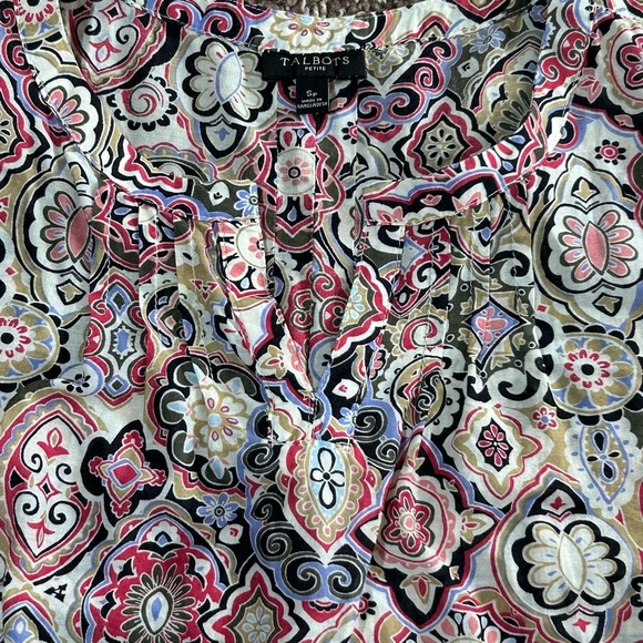 Talbots Pink and Cream Sleeveless Blouse Relaxed Fit - Picture 8 of 10